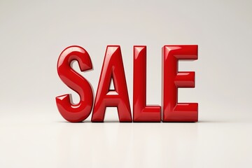 Bold red letters proclaiming sale, reflecting urgency and excite