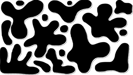 Abstract pattern of black spotsAbstract style. Seamless pattern of spots cow for fabric. Black and white vector background. Vector seamless abstract pattern, modern shapes. Simple design for textile.