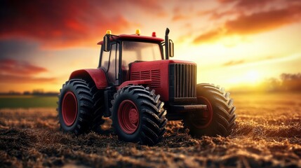 Bright 3D Action Shots of Agricultural Tractor in Field