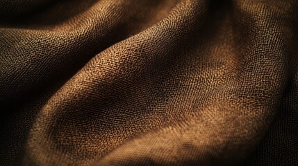 A close-up of textured brown fabric, showcasing its intricate weave and soft drape.