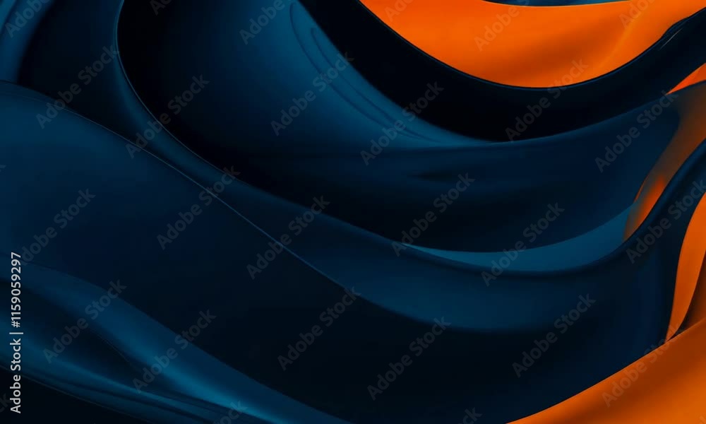 Wall mural abstract flow: a mesmerizing abstract background featuring flowing blue and orange shapes, evoking a