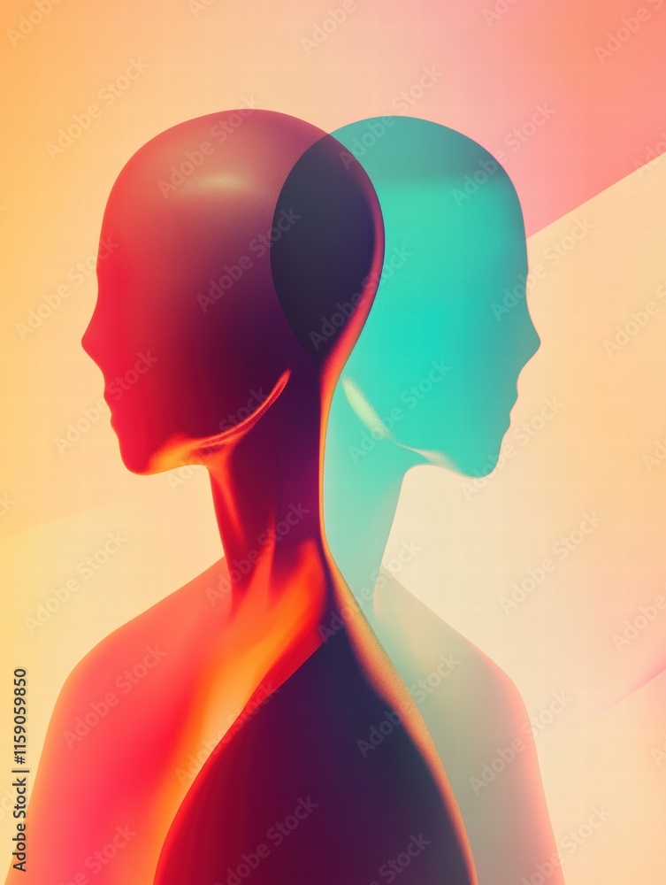 Leinwandbilder faceless avatars in vibrant colors with mock up space for creative text placement and visual explora