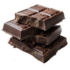 chocolate pieces on white