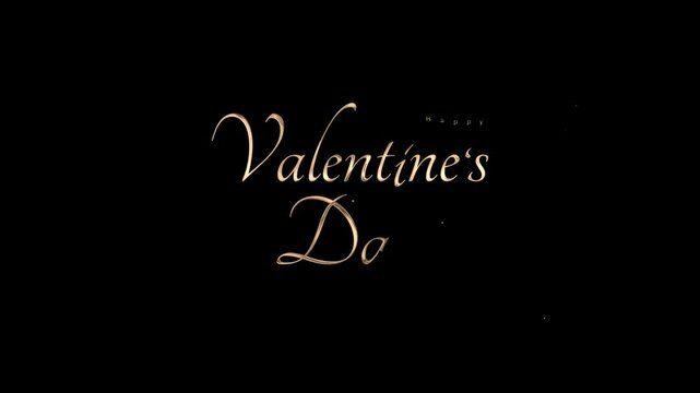handwritten Animation Valentine's day gold color black background.suitable for greeting cards, invitations, backgrounds etc.
