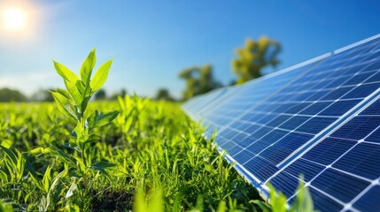 Fototapeta premium Bright Solar Panels in Industrial Environment