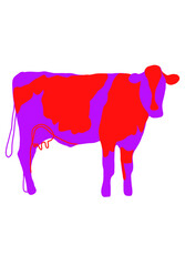 Purple cow icon cute fun colorful for illustration