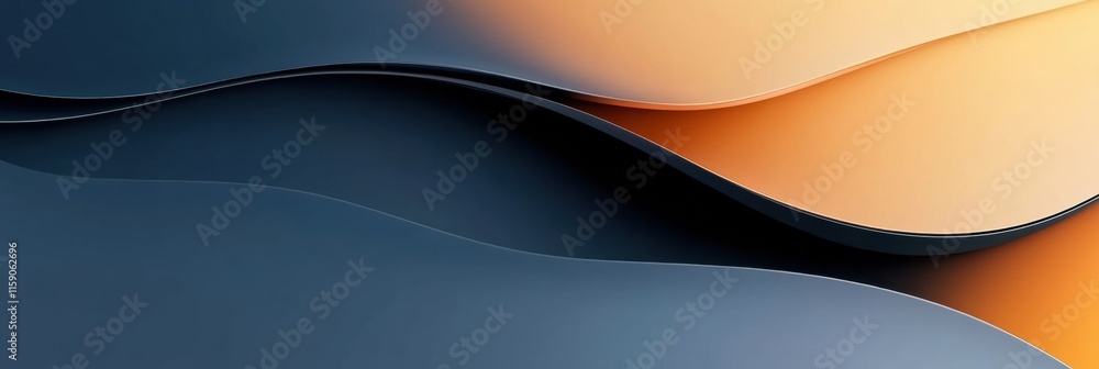 Aufkleber Abstract glossy waves in a blend of deep blue and warm orange tones create a stunning visual experience with smooth transitions. Generative AI
