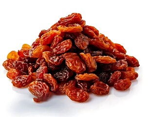 pile of raisins isolated on white background cutout