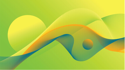 Wavey Abstract Illustration Illusion Background with Stabilo green colour and yellow and bit dark blue