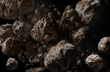 Asteroids in Space,3D illustration