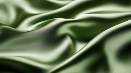 Fototapeta premium A close-up view of luxurious green satin fabric, showcasing its smooth texture and elegant draping.