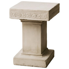 Small concrete pedestal with greek decoration on transparent background