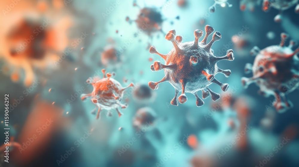 Aufkleber dynamic 3d virus visualization with soft light effects