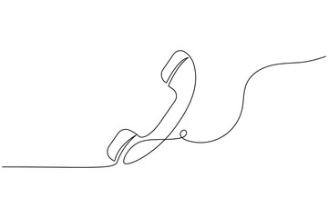 Continuous line drawing of phone icon one line art and call icon isolated outline flat vector illustration