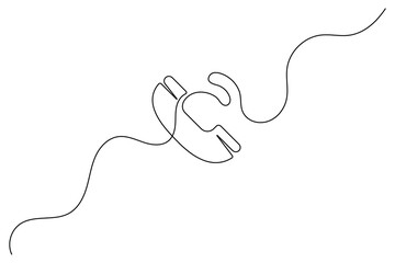 Obraz premium Continuous line drawing of phone icon one line art and call icon isolated outline flat vector illustration