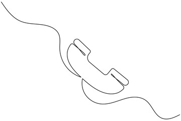 Obraz premium Continuous line drawing of phone icon one line art and call icon isolated outline flat vector illustration