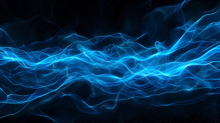 Fototapeta premium Abstract Blue Energy Wave on Dark Background 