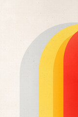 Abstract Retro Rainbow Arcs on Textured Background