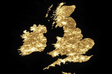 Obraz premium A map of Ireland highlighting the .ie domain, with a glowing dot over Dublin as the hub of tech and internet innovation