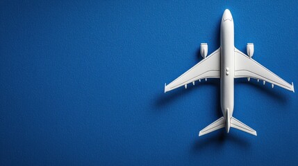 Airplane model on blue background transport product photography studio top view aviation