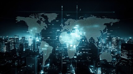 Modern Cityscape with Infographics and Technology Background