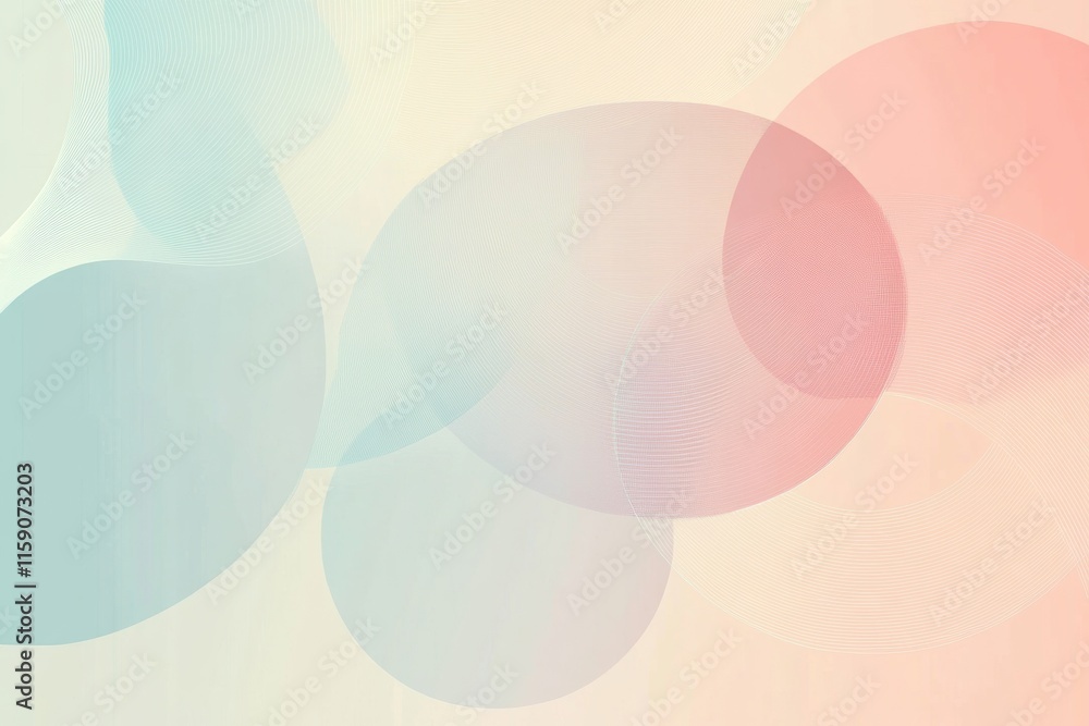 Poster Abstract geometric design featuring colorful circles and lines in pastel tones with ample space for text and personalization. Generative AI