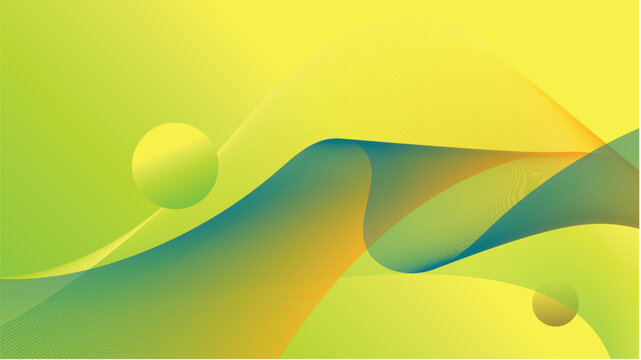 Wavey Abstract Illustration Illusion Background with Stabilo green colour and yellow and bit dark blue