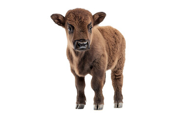 Fototapeta premium Buffalo Calf Isolated on Transparent Background PNG Image.