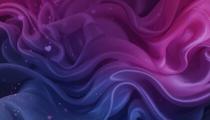 Silk satin. Dark purple pink magenta background. Gradient. Colorful background with space for design. Wavy folds. Shiny fabric. Valentine, Mother's day, romance