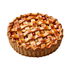 Delicious golden brown peach pie, lattice crust, sweet treat png isolated on transparent background