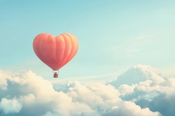 Obraz premium Romantic Hot Air Balloon Above Soft Clouds