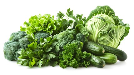 Fresh Green Vegetables Including Broccoli, Cabbage, and Lettuce