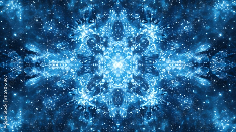 Aufkleber abstract background in midnight blue with faint constellations and glowing starburst patterns creati