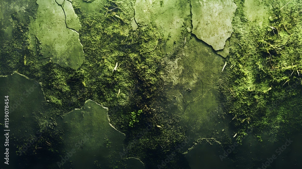 Poster abstract background in moss green with subtle natural textures and glowing highlights creating an ea