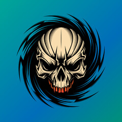 a-stylized-black-and-white-skull illustration (3) black white skull clip art