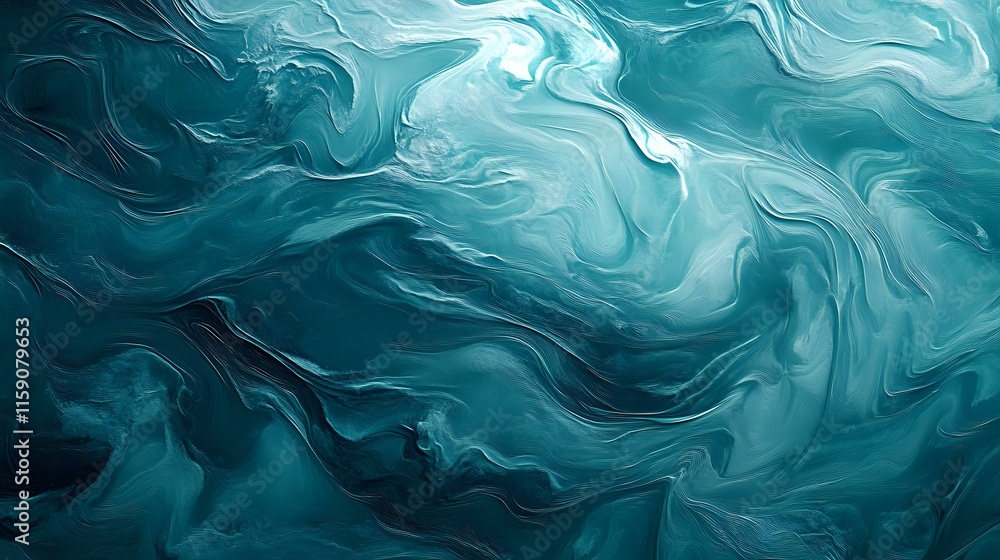Poster abstract background in pastel teal with flowing wave-like textures and glowing highlights creating a