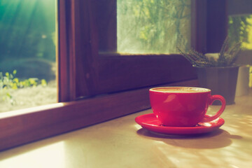 cup of tea on wooden table