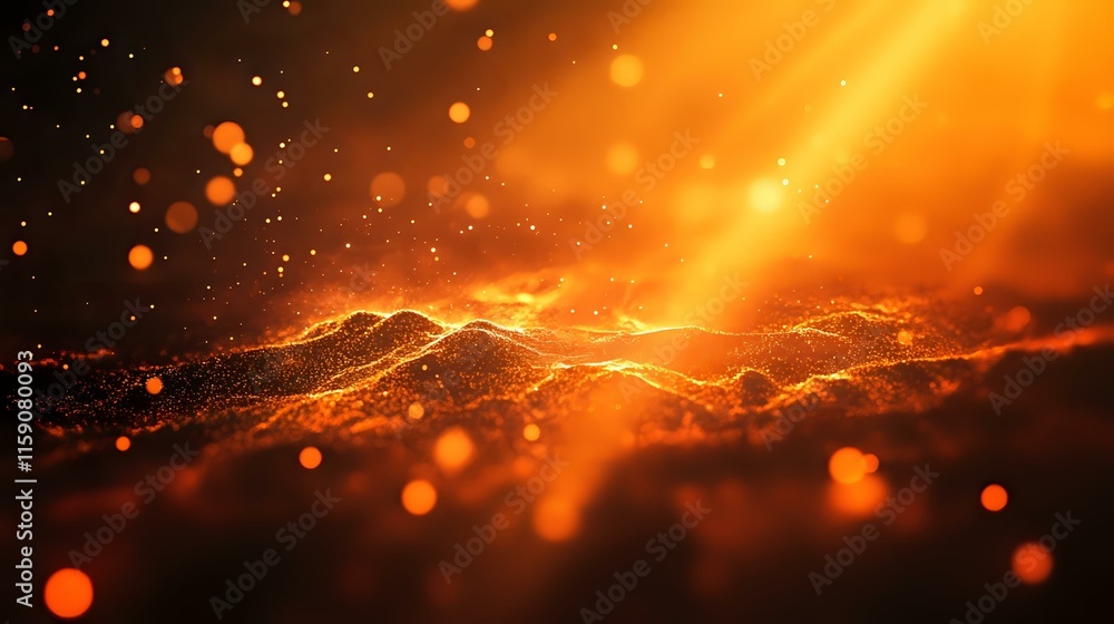 Poster abstract background in rustic orange with subtle cracked textures and glowing light points evoking a