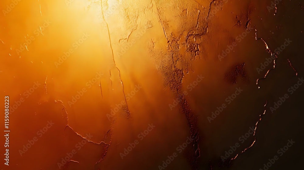 Poster abstract background in rustic orange with subtle cracked textures and glowing light points evoking a