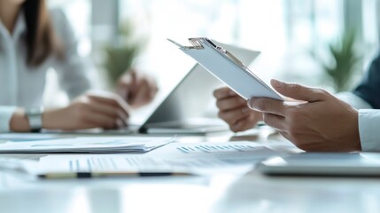 Vendor selection and evaluation meeting. Featuring vendor proposals and team reviews