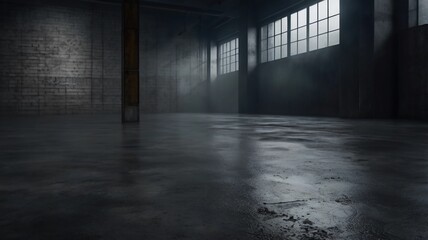 Texture dark concrete floor with mist or fog