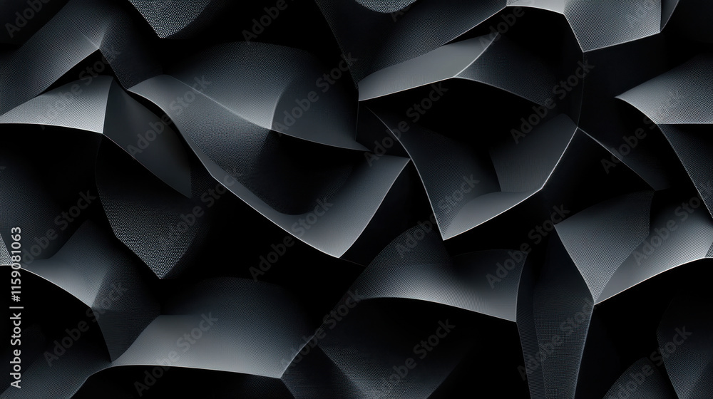 Poster dynamic 3d geometric pattern with angular and curved shapes for modern design