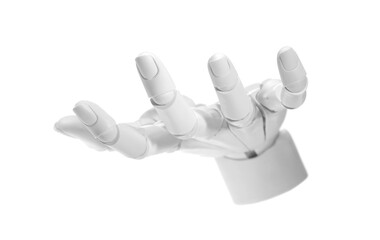 Artificial intelligence. Robot hand gesturing on white background