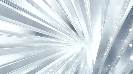 Abstract background in shimmering silver with radiating lines and sparkling light bursts creating a modern and chic look
