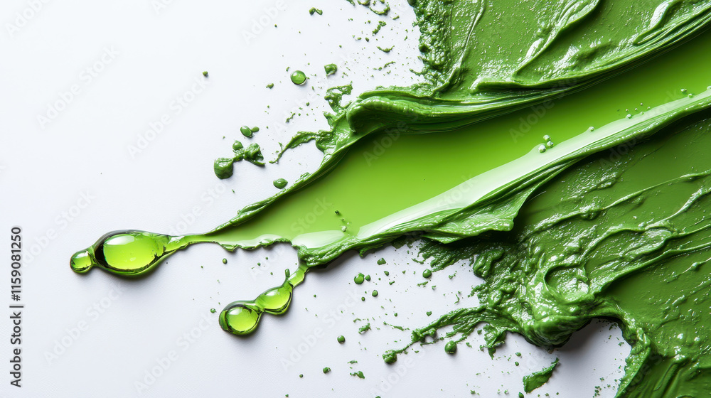 Poster dynamic green paint splash on white background with clipping path for creative projects