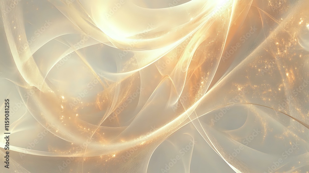 Poster Abstract background in soft cream tones with radiant accents and glowing particles creating a warm and inviting look