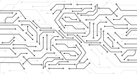 Technology black circuit diagram concept. High-tech circuit board connection system. Vector abstract technology on white background.