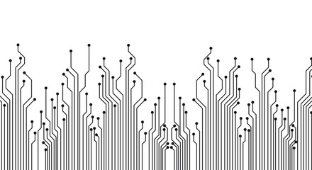 Technology black circuit diagram concept. High-tech circuit board connection system. Vector abstract technology on white background.