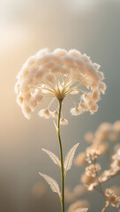 A charming display of Baby's Breath flowers bathed in soft morning light, creating a warm and peaceful atmosphere. Created with Generative AI