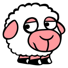 Sheep Sad Shy Introverted Unhappy Look Sideways Design Lover Art Vector Illustration Card T-Shirt Poster Sticker Graphic Print Decorative Drawing Isolated Logo Decoration Symbol Creative Cool Style
